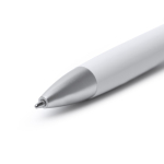 Stylo en plastique avec lampe LED, mécanisme à bouton-poussoir et encre bleue couleur blanc vue détaillée 1