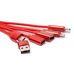 Câble de charge multiport 7 en 1 en aluminium recyclé couleur rouge vue détaillée 1