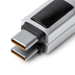 Porte-clés avec câble de charge, connexion type C et écran couleur gris vue détaillée 1