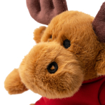 Peluche de renne assis en polyester doux avec t-shirt uni couleur rouge vue détaillée 2