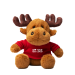 Peluche de renne assis en polyester doux avec t-shirt uni vue principale