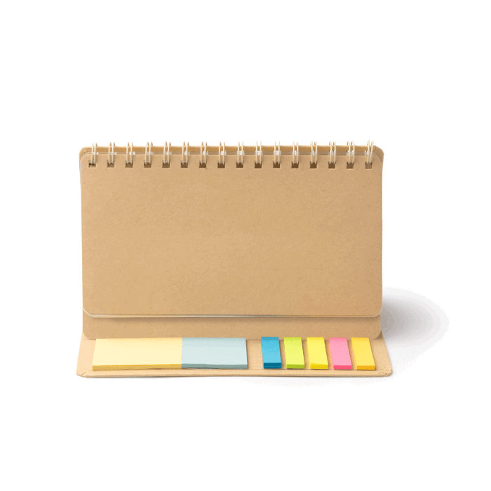 Carnet planificateur en carton recyclé à couverture rigide avec anneaux couleur naturel