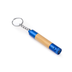 Stylo en bambou avec lampe torche LED, détails métallisés et encre bleue couleur bleu roi première vue d'usage