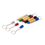 Stylo en bambou avec lampe torche LED, détails métallisés et encre bleue couleur bleu roi vue détaillée 1