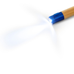 Stylo en bambou avec lampe torche LED, détails métallisés et encre bleue couleur bleu roi vue détaillée 2