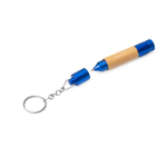 Stylo en bambou avec lampe torche LED, détails métallisés et encre bleue couleur bleu roi vue détaillée 5