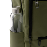 Sac à dos professionnel en cuir synthétique avec double poche rembourrée 17” couleur vert foncé vue détaillée 3