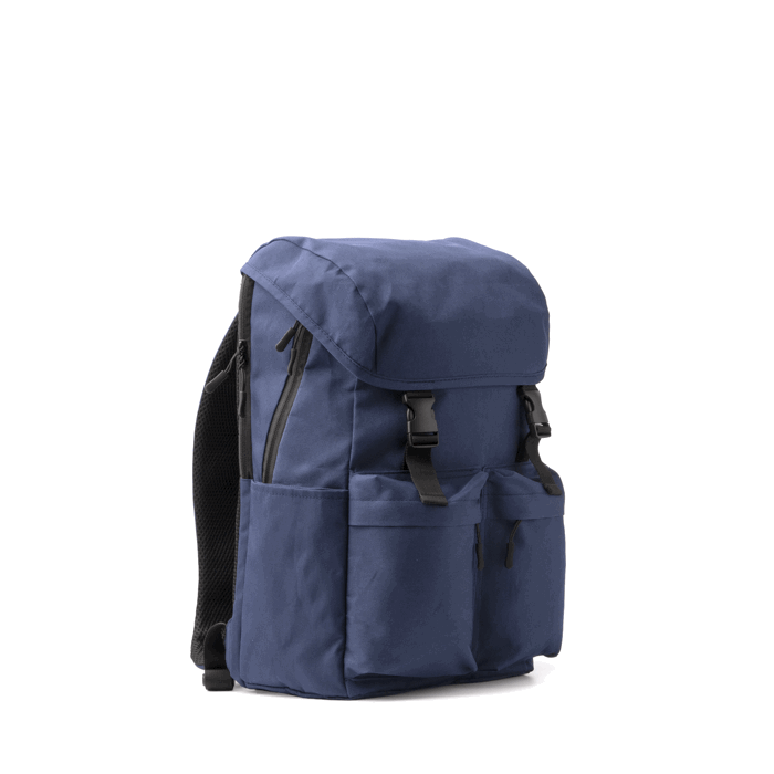 Sac à dos en polyester recyclé avec rabat à boucles 15” couleur bleu marine