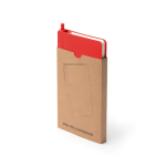 Carnet A6 à couverture rigide en simili cuir avec stylo à encre bleue, pages lignées couleur rouge première vue d'usage