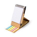 Set de bureau en carton recyclé avec support pour téléphone portable et encre bleue couleur naturel première vue d'usage