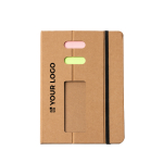 Bloc-notes en carton recyclé avec support pour smartphone A5 et feuilles lignées vue principale