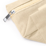 Trousse de toilette en velours côtelé avec fermeture éclair et patch en cuir synthétique vue détaillée 1
