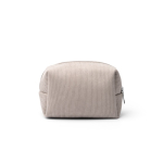 Trousse de toilette en velours côtelé avec patch en cuir synthétique et fermeture éclair couleur gris vue détaillée 2