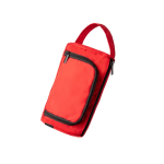 Trousse de toilette en polyester recyclé avec ouverture supérieure et poignée couleur rouge vue détaillée 3