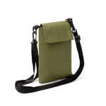 Sac bandoulière en cuir synthétique avec doublure intérieure et fermeture velcro couleur vert foncé première vue d'usage