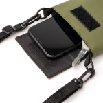 Sac bandoulière en cuir synthétique avec doublure intérieure et fermeture velcro couleur vert foncé vue détaillée 1