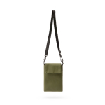 Sac bandoulière en cuir synthétique avec doublure intérieure et fermeture velcro couleur vert foncé vue détaillée 2