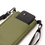 Sac bandoulière en cuir synthétique avec doublure intérieure et fermeture velcro couleur vert foncé vue détaillée 4