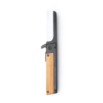Couteau pliant avec verrouillage de sécurité et clip en acier inoxydable noir mat couleur naturel vue détaillée 1