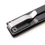 Couteau pliant avec verrouillage de sécurité et clip en acier inoxydable noir mat couleur naturel vue détaillée 3