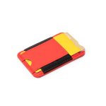 Porte-cartes magnétique en cuir synthétique à deux compartiments couleur rouge première vue d'usage