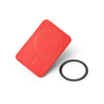 Porte-cartes magnétique en cuir synthétique à deux compartiments couleur rouge vue détaillée 2