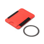 Porte-cartes magnétique en cuir synthétique à deux compartiments couleur rouge vue détaillée 3