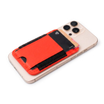 Porte-cartes magnétique en cuir synthétique à deux compartiments couleur rouge vue détaillée 4
