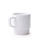 Mug en céramique à base biseautée et finition brillante 350ml couleur blanc première vue d'usage
