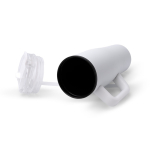 Mug isotherme en acier inoxydable et plastique avec paille 830ml couleur blanc troisième vue