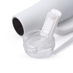 Mug isotherme en acier inoxydable et plastique avec paille 830ml couleur blanc vue détaillée 3
