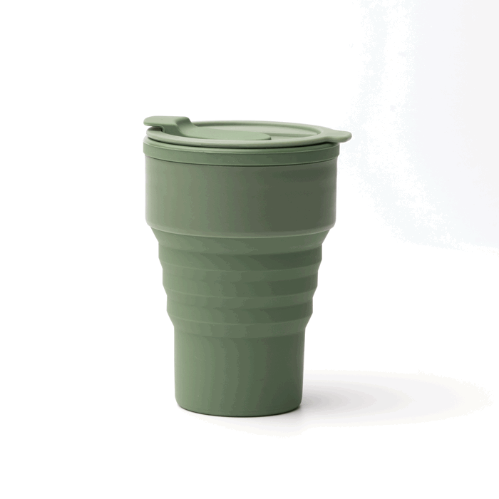 Gobelet pliable en silicone finition mate avec anneau amovible 400ml couleur vert foncé