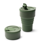 Gobelet pliable en silicone finition mate avec anneau amovible 400ml couleur vert foncé vue détaillée 4
