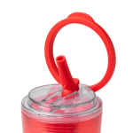 Gobelet translucide avec paille, poignée rabattable et système anti-gouttes 670ml couleur rouge vue détaillée 1