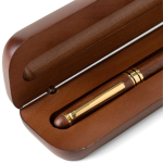 Stylo rotatif en noyer et laiton à encre bleue Dokumental onzième vue