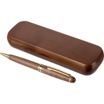 Stylo rotatif en noyer et laiton à encre bleue Dokumental sixième vue