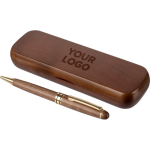 Stylo rotatif en noyer et laiton à encre bleue Dokumental septième vue
