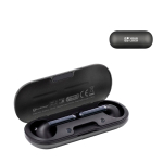 Écouteurs sans fil BrandCharger avec boîtier USB-C couleur gris graphite avec zone d'impression