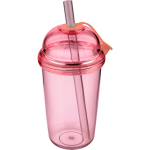 Gobelet RPET avec couvercle vissé et paille 500 ml couleur rose deuxième vue