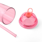 Gobelet RPET avec couvercle vissé et paille 500 ml couleur rose quatrième vue