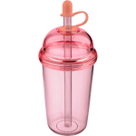 Gobelet RPET avec couvercle vissé et paille 500 ml couleur rose cinquième vue