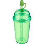 Gobelet RPET avec couvercle vissé et paille 500 ml couleur vert clair deuxième vue