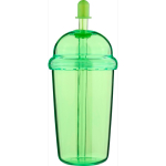 Gobelet RPET avec couvercle vissé et paille 500 ml couleur vert clair troisième vue