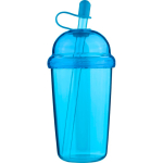 Gobelet RPET avec couvercle vissé et paille 500 ml couleur bleu ciel troisième vue