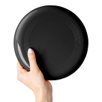 Frisbee en plastique recyclé rigide, d’un diamètre de 21 cm couleur noir deuxième vue