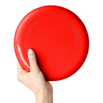 Frisbee en plastique recyclé rigide, d’un diamètre de 21 cm couleur rouge deuxième vue