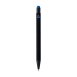 Stylo aluminium recyclé revêtement gomme à encre bleue couleur bleu deuxième vue