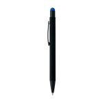 Stylo aluminium recyclé revêtement gomme à encre bleue couleur bleu cinquième vue