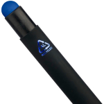 Stylo aluminium recyclé revêtement gomme à encre bleue couleur bleu sixième vue