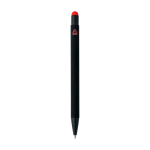Stylo aluminium recyclé revêtement gomme à encre bleue couleur rouge troisième vue